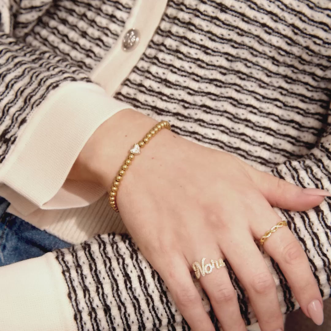 Pulsera de Perlas con Corazón Pavé