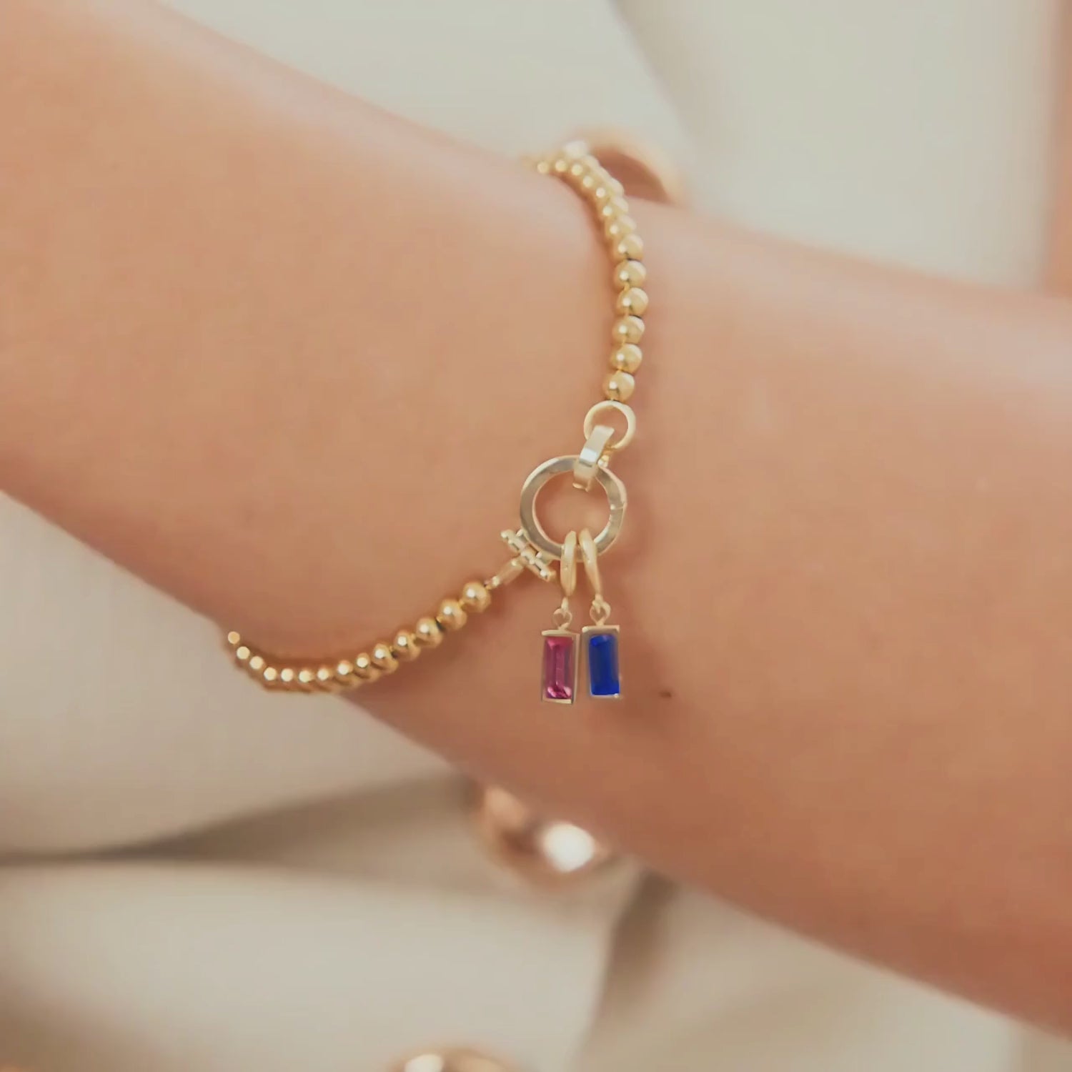 Bracelet Perlé avec Pendentif Pierre de Naissance