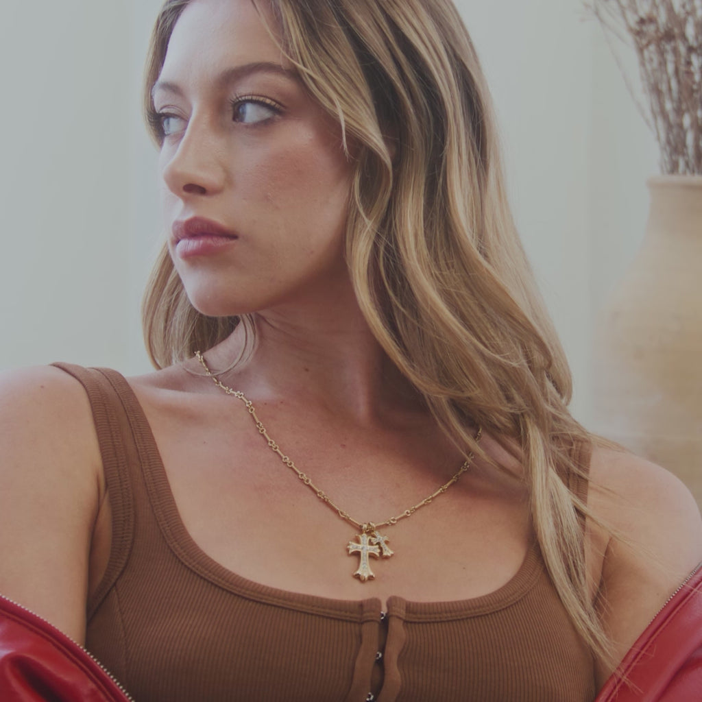 Collier Pendentif Double Croix