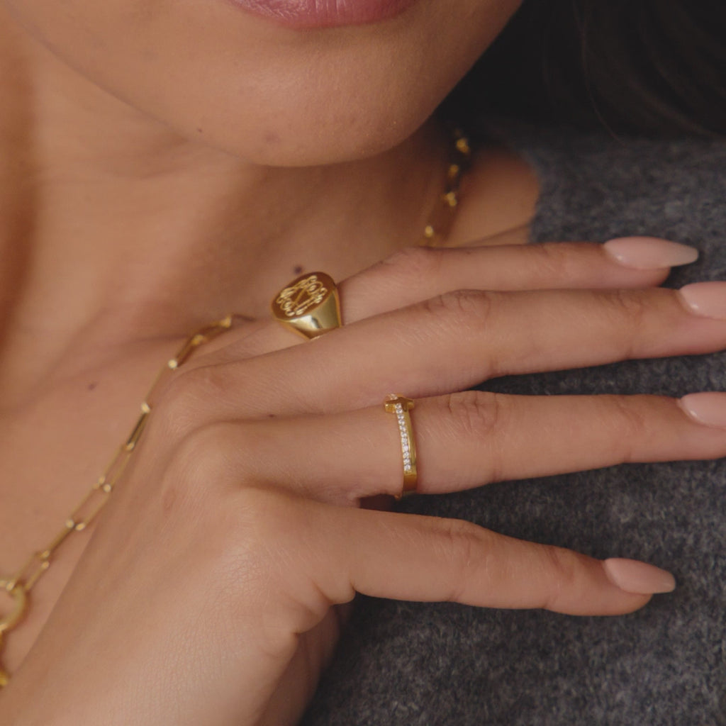 Bague Croix Dorée Foi & Sérénité