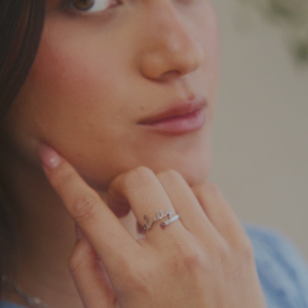 Bague Prénom & Pierre de Naissance