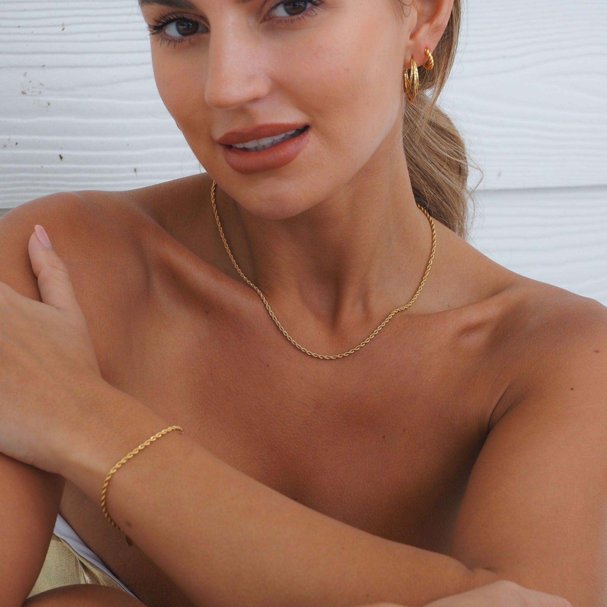 Coffret Collier & Bracelet Chaîne Torsadée en Or