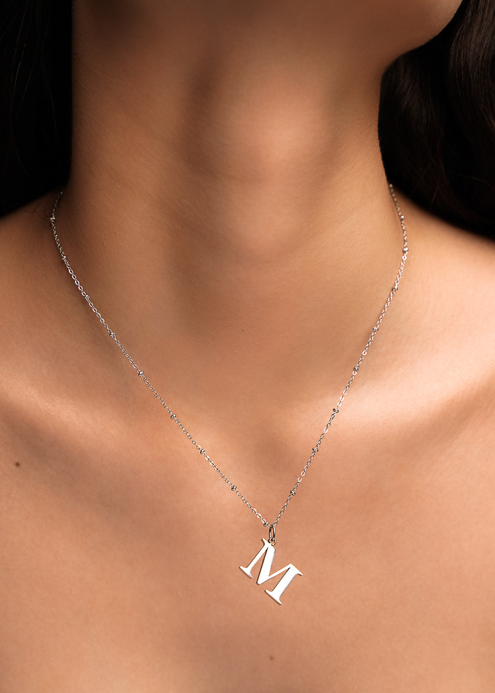 Collier pendentif initiale M en Argent