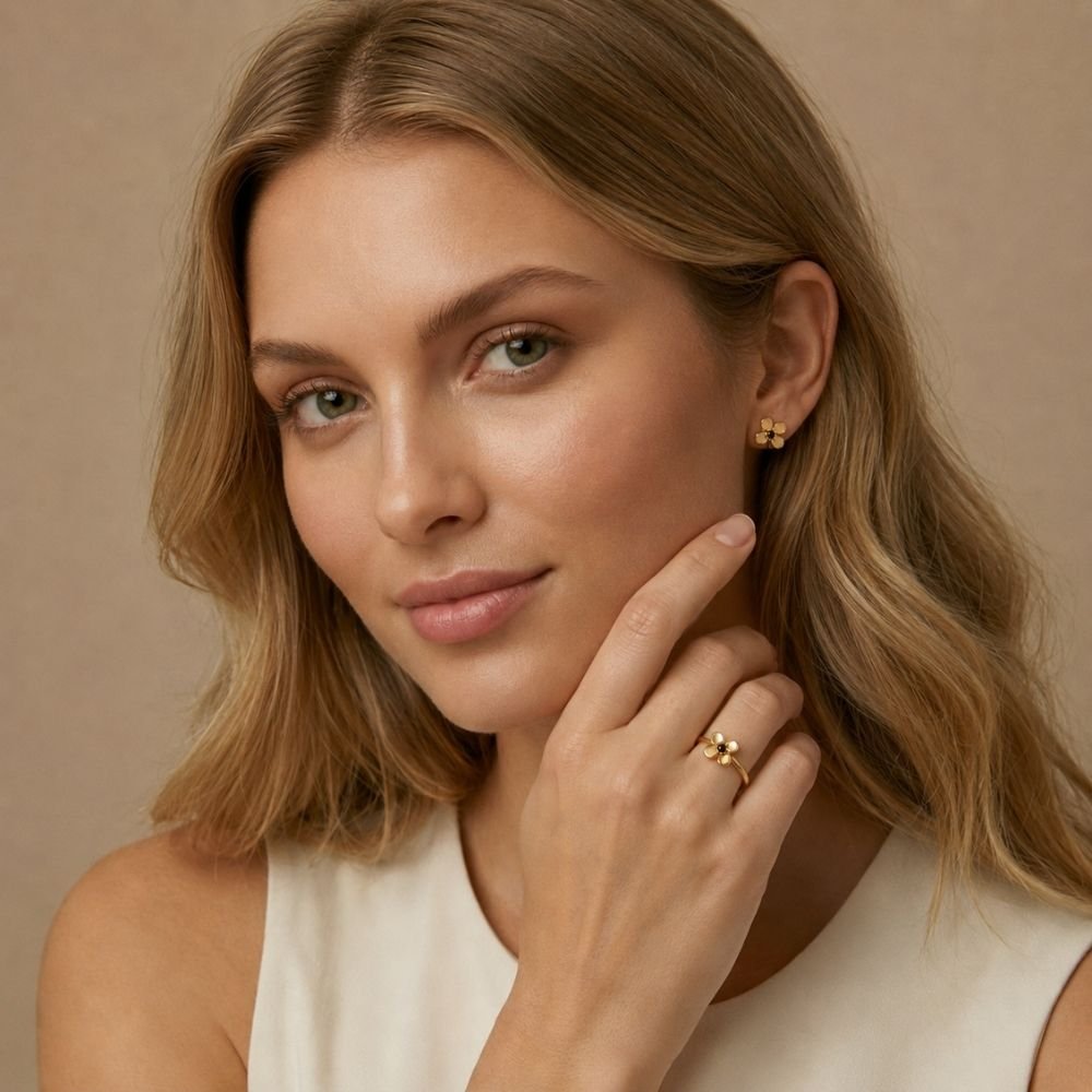 Ensemble Pétales Dorés 🌻 - Bague et Boucles d'oreilles