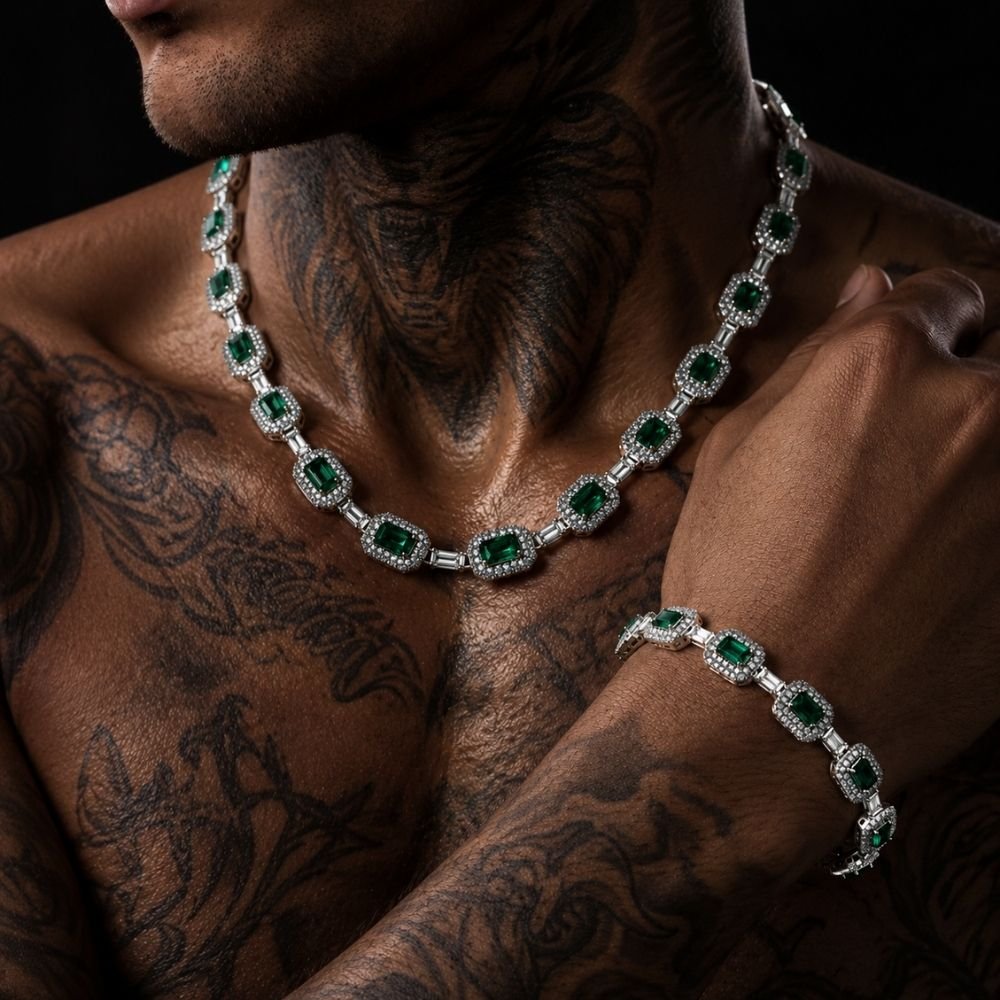 Ensemble Royal Emerald 🟢 - Chaîne et Bracelet