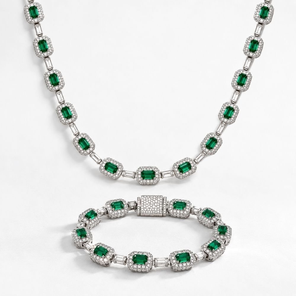 Ensemble Royal Emerald 🟢 - Chaîne et Bracelet