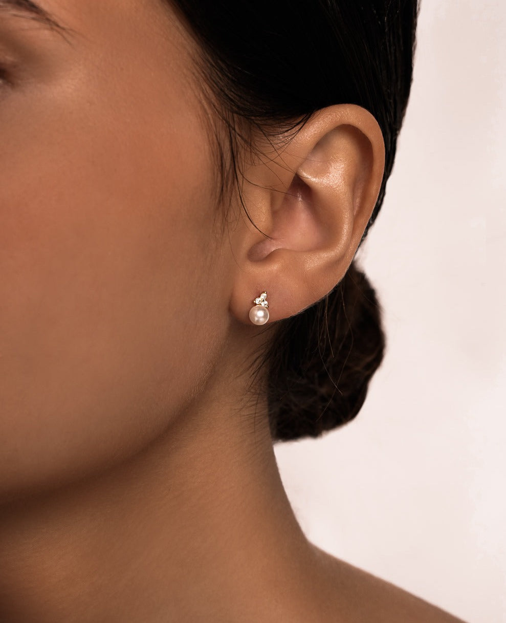 Puces d’Oreilles Trinity Perles en Or