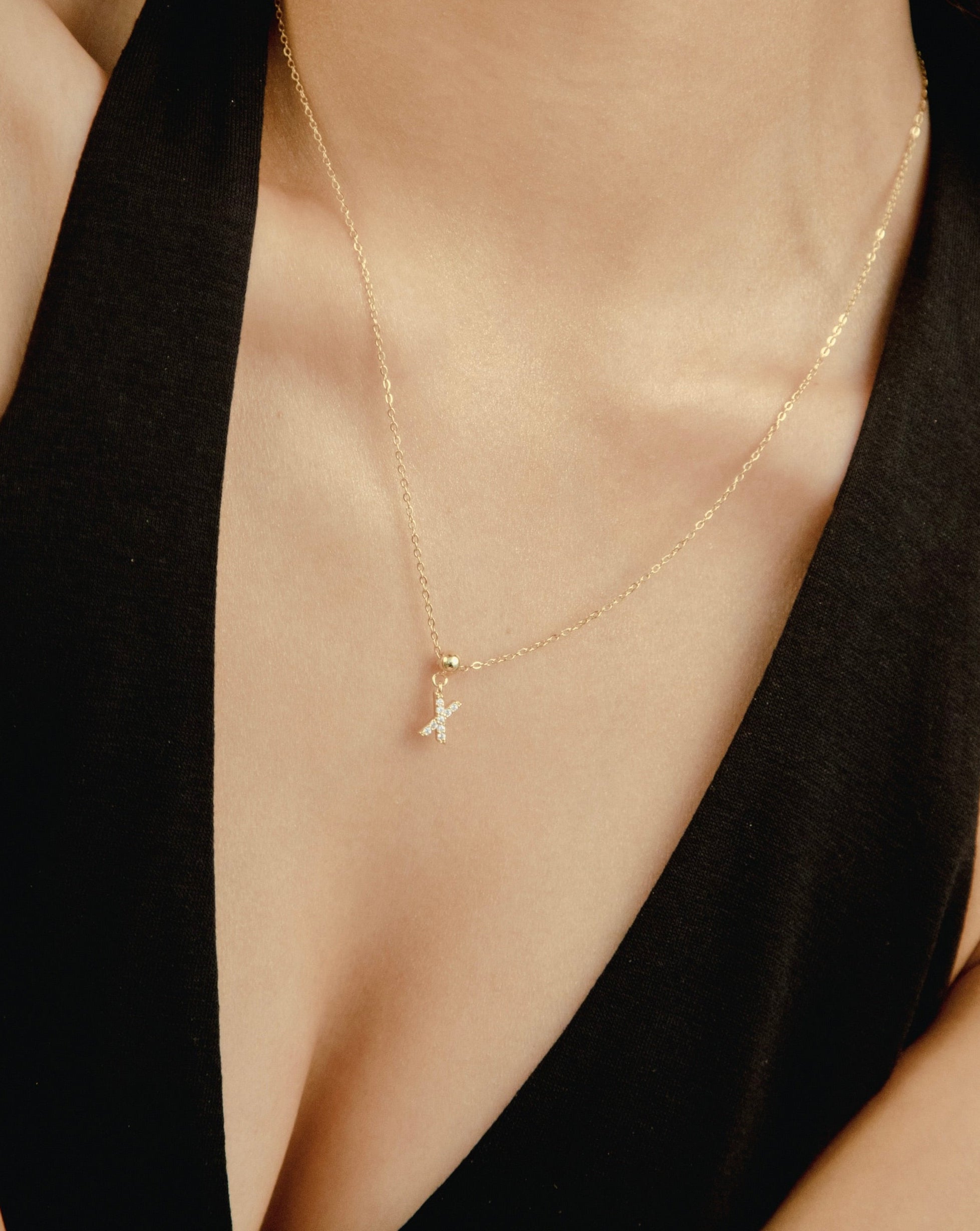 Pendentif Initiale X avec Diamant en Argent